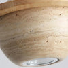 modern beige travertine wood planet pendant light