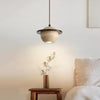 modern beige travertine wood planet pendant light