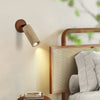 modern beige travertine wood wall sconce