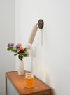 modern beige travertine wood wall sconce