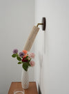 modern beige travertine wood wall sconce