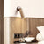 modern beige travertine wood wall sconce