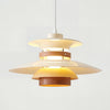 modern beige walnut multilayer metal pendant light