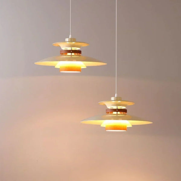 modern beige walnut multilayer metal pendant light