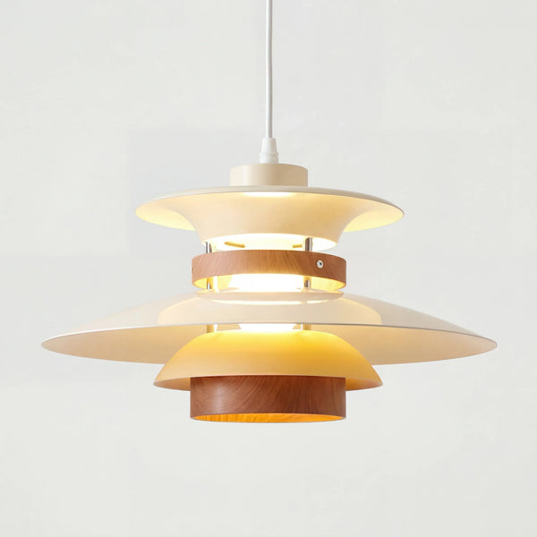 modern beige walnut multilayer metal pendant light