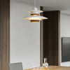 modern beige walnut multilayer metal pendant light