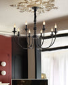 modern black ash wood candle style chandelier
