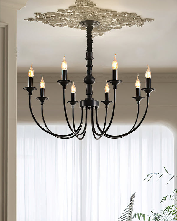 modern black ash wood candle style chandelier