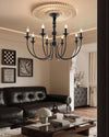 modern black ash wood candle style chandelier