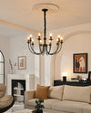 modern black ash wood candle style chandelier