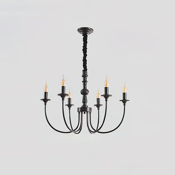 modern black ash wood candle style chandelier