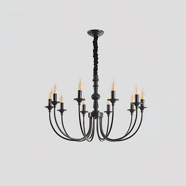 modern black ash wood candle style chandelier