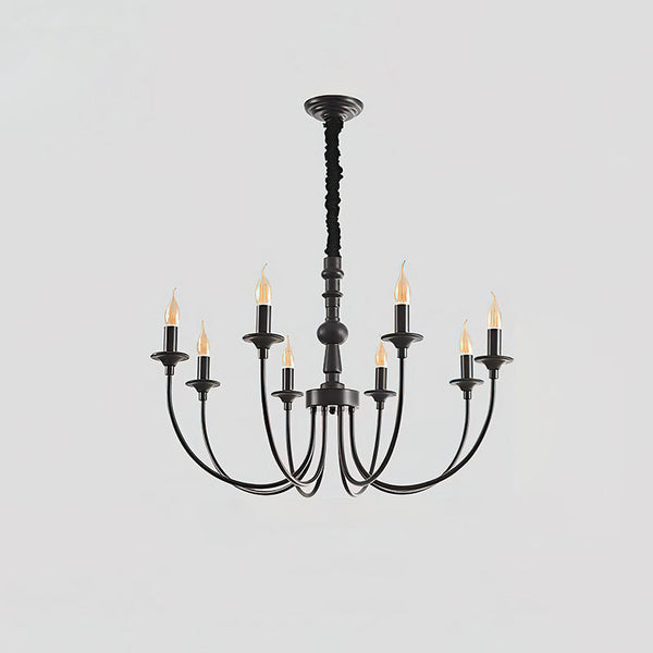 modern black ash wood candle style chandelier