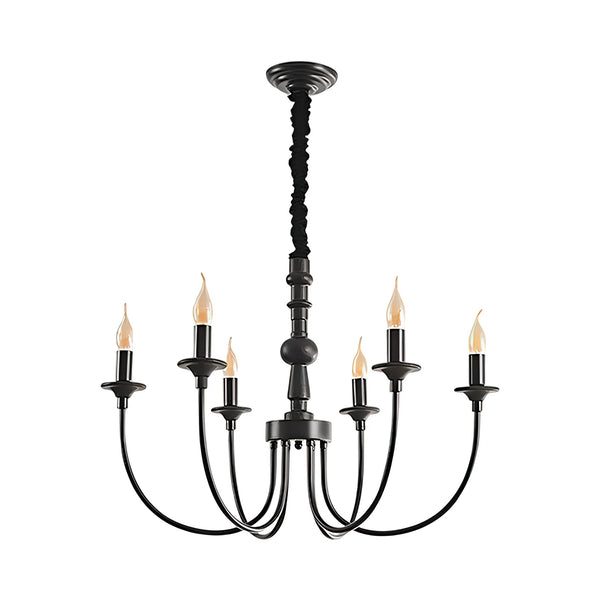 modern black ash wood candle style chandelier