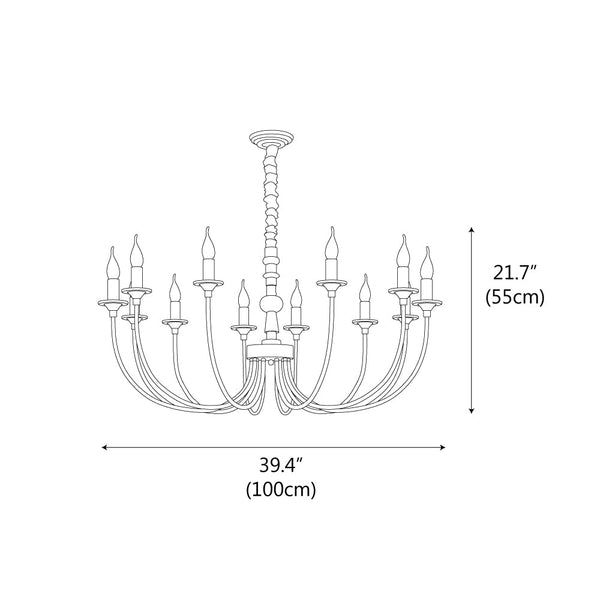 modern black ash wood candle style chandelier