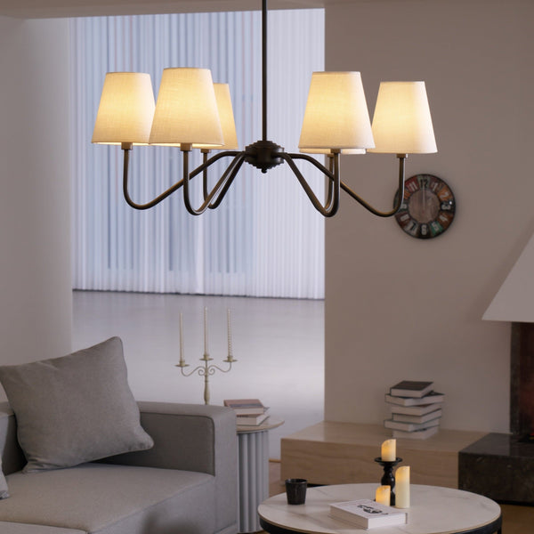 modern black fabric shade chandelier