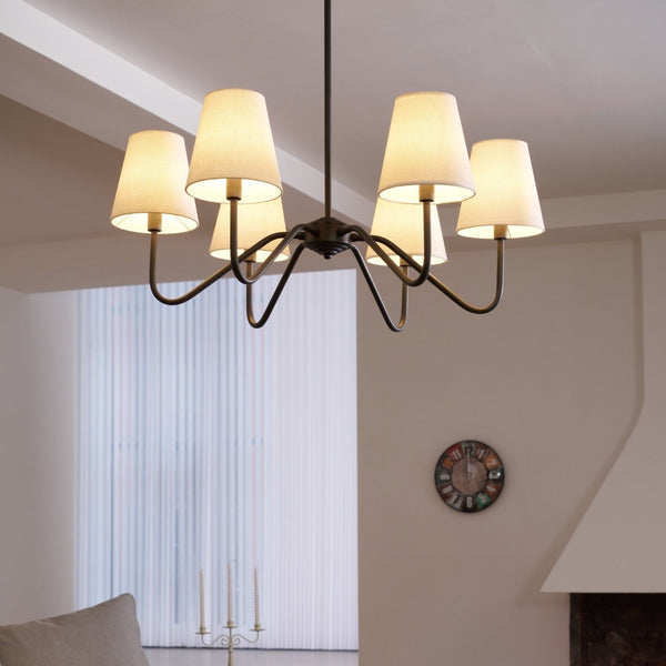 modern black fabric shade chandelier