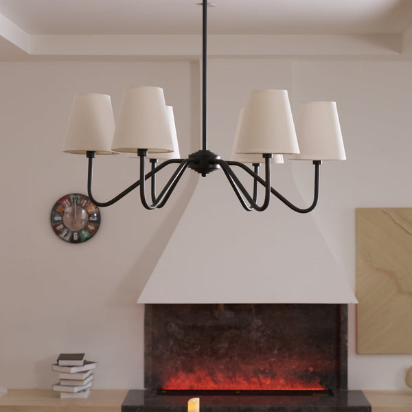 modern black fabric shade chandelier