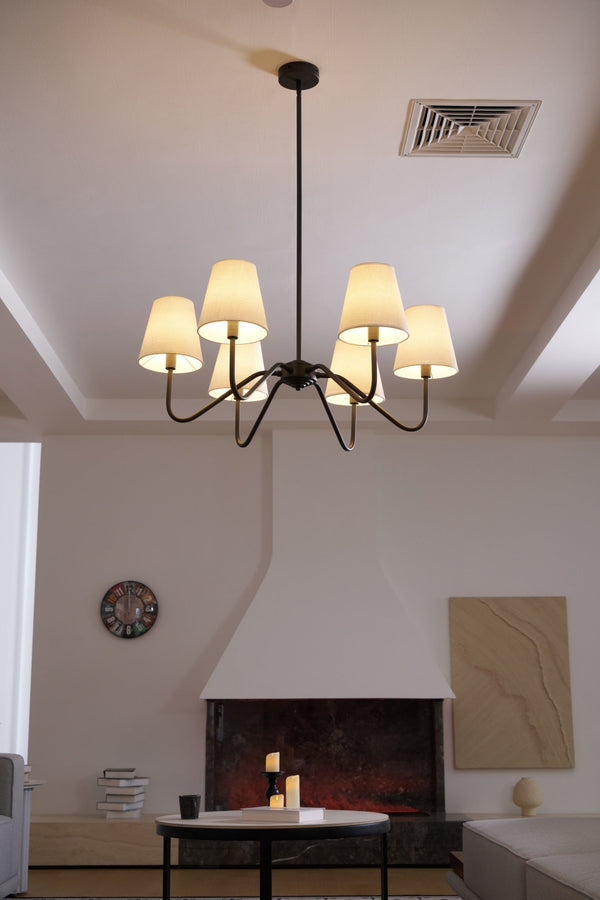 modern black fabric shade chandelier
