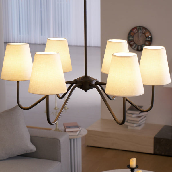modern black fabric shade chandelier