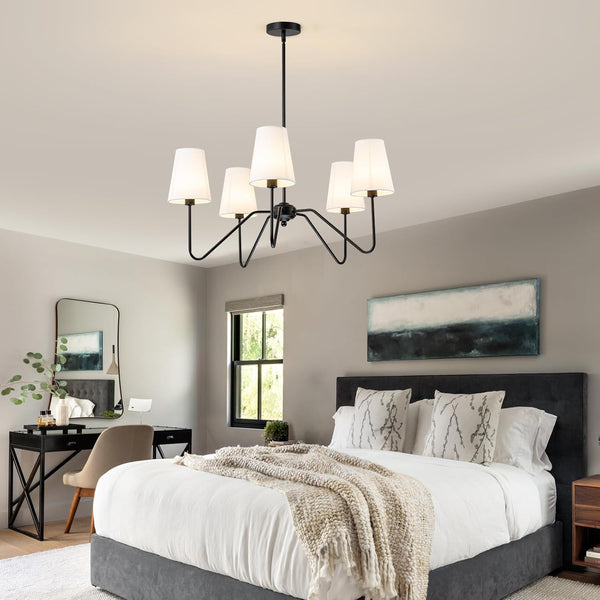 modern black fabric shade chandelier
