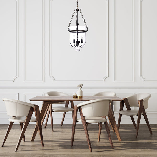modern black iron glass cloche pendant light