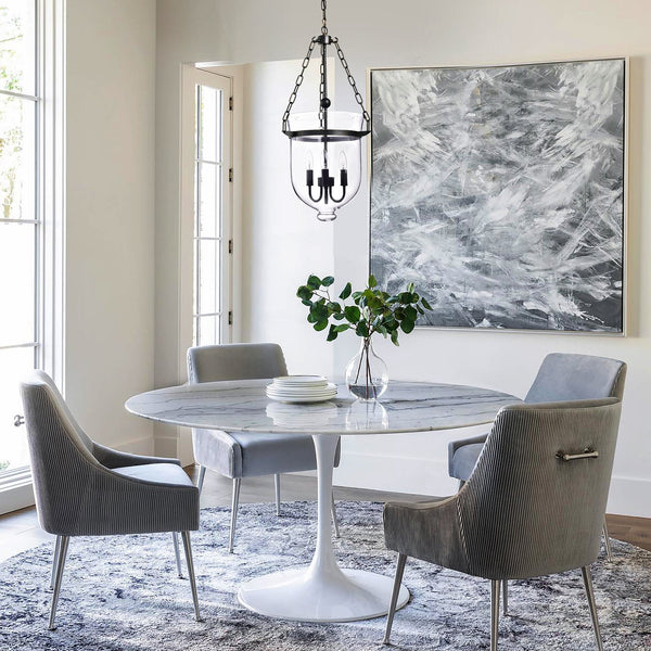 modern black iron glass cloche pendant light