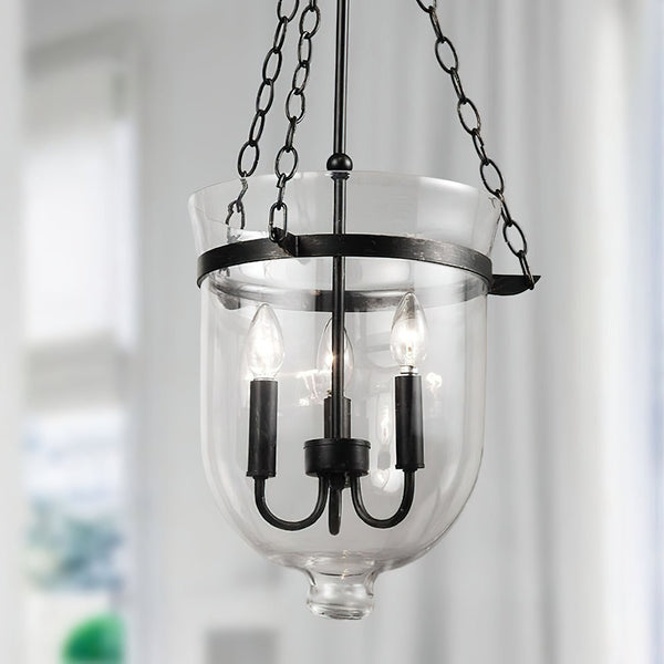 modern black iron glass cloche pendant light