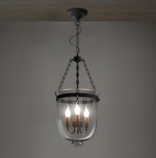 modern black iron glass cloche pendant light