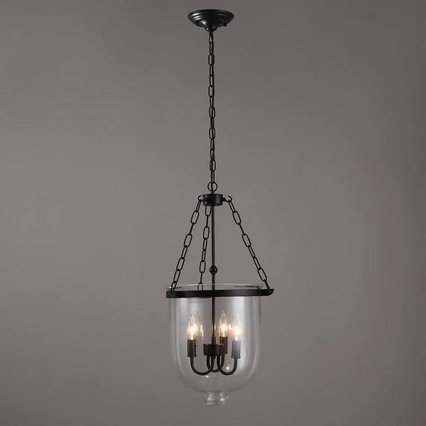 modern black iron glass cloche pendant light