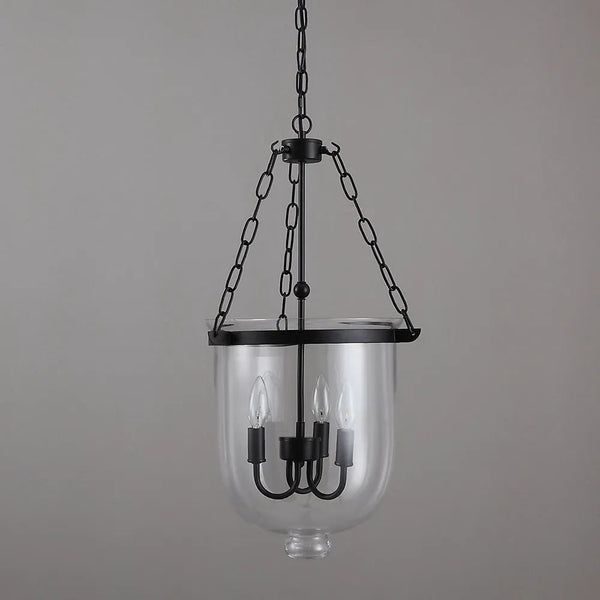 modern black iron glass cloche pendant light