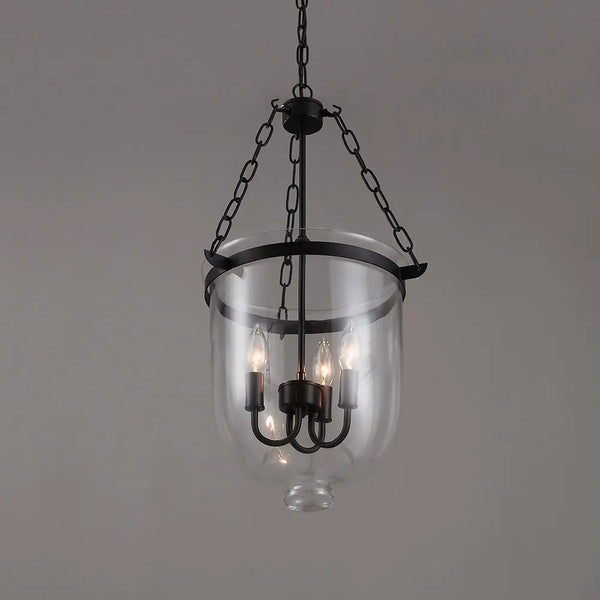 modern black iron glass cloche pendant light