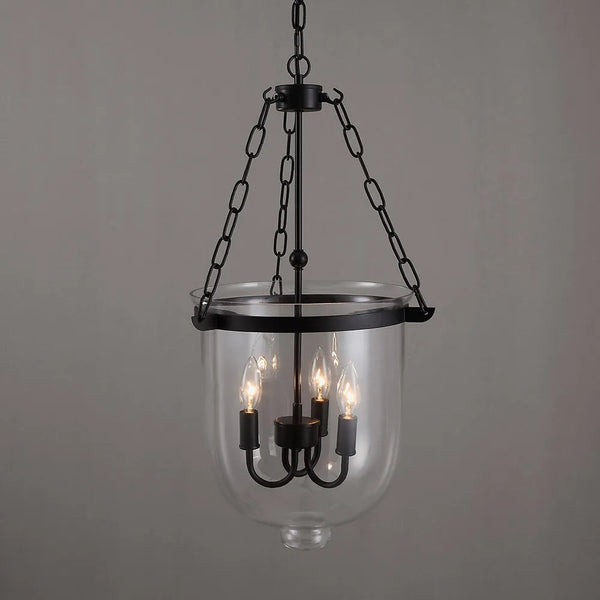 modern black iron glass cloche pendant light