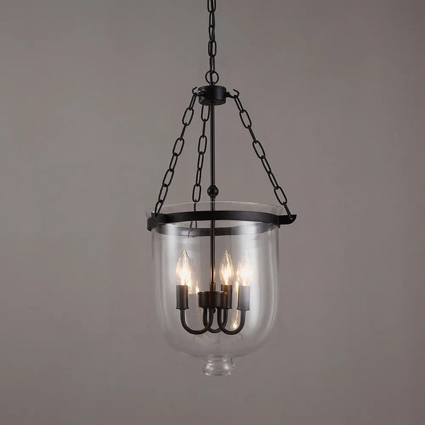 modern black iron glass cloche pendant light