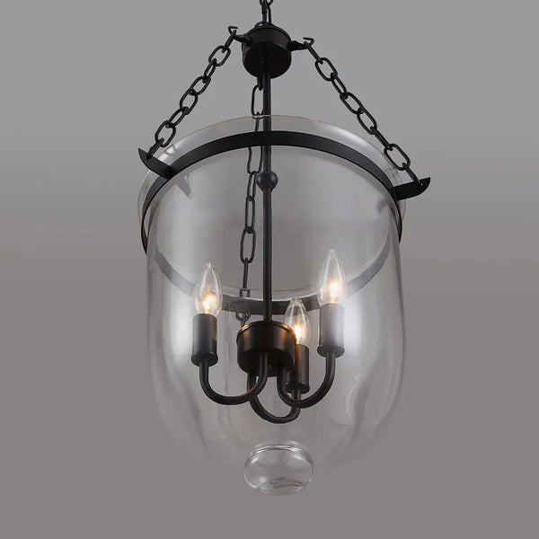 modern black iron glass cloche pendant light