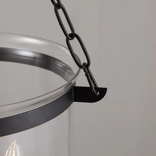 modern black iron glass cloche pendant light