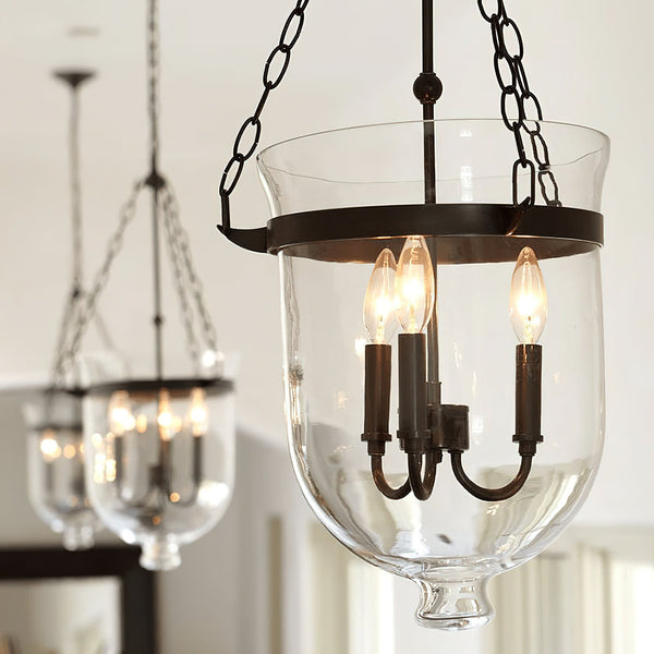 modern black iron glass cloche pendant light