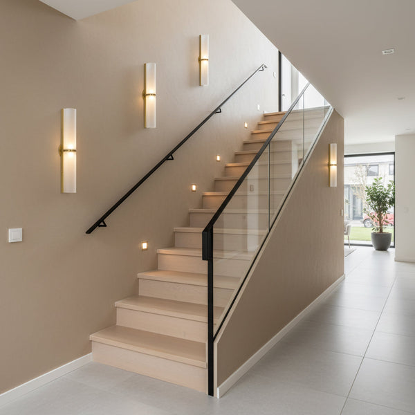 modern black iron glass slim led wall lamp