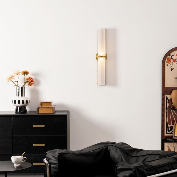 modern black iron glass slim led wall lamp