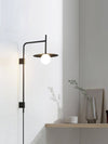 modern black iron glass swing arm wall lamp