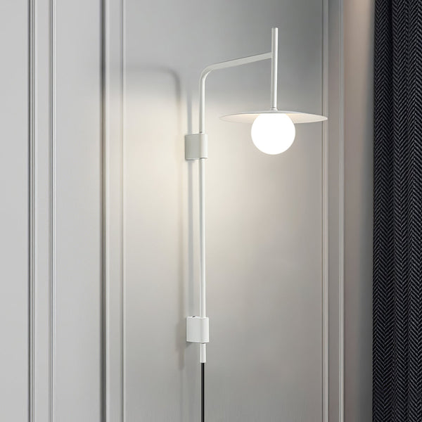 modern black iron glass swing arm wall lamp