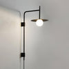 modern black iron glass swing arm wall lamp
