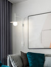 modern black iron glass swing arm wall lamp