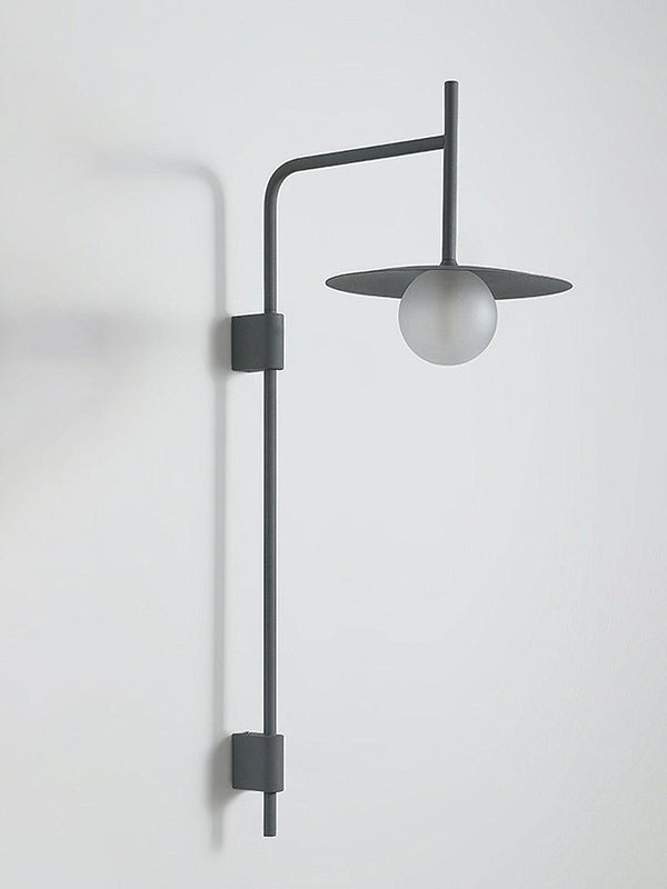 modern black iron glass swing arm wall lamp