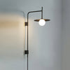 modern black iron glass swing arm wall lamp
