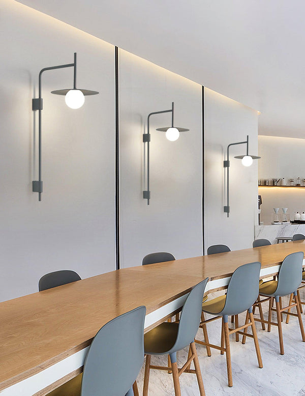 modern black iron glass swing arm wall lamp