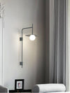 modern black iron glass swing arm wall lamp