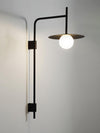 modern black iron glass swing arm wall lamp