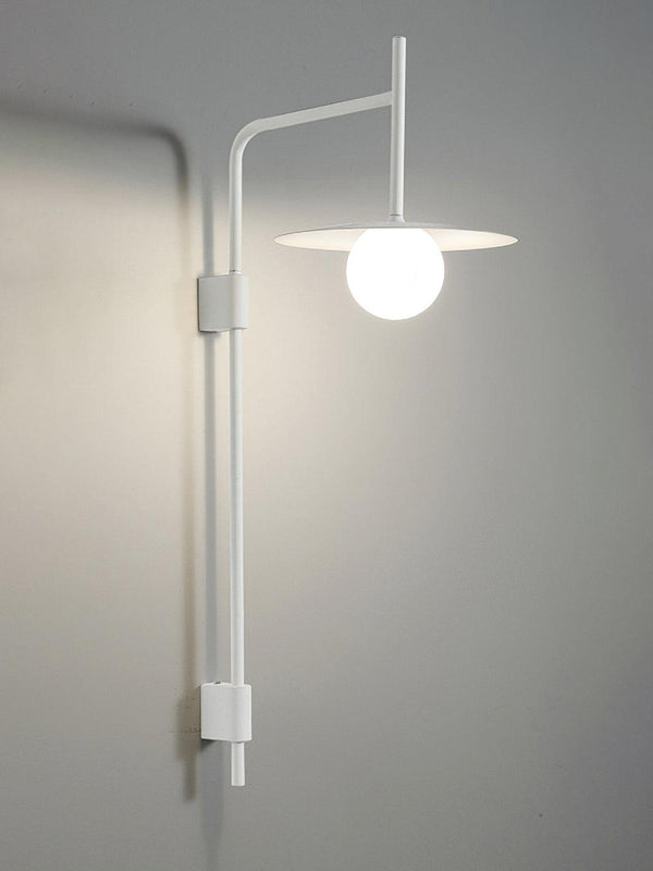 modern black iron glass swing arm wall lamp