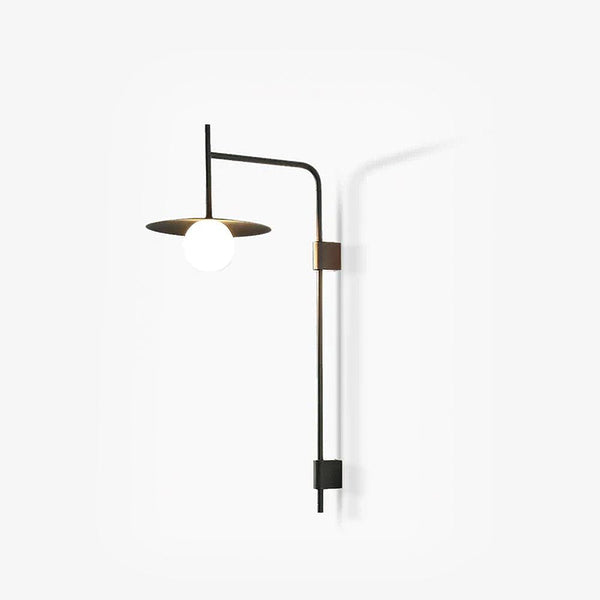 modern black iron glass swing arm wall lamp
